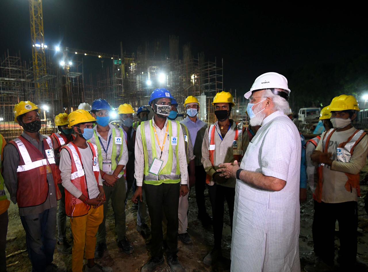 Hon’ble Minister PM Narenda Modi seen wearing a KARAM Safety Helmet while visiting the construction site of new Parliament building in New Delhi