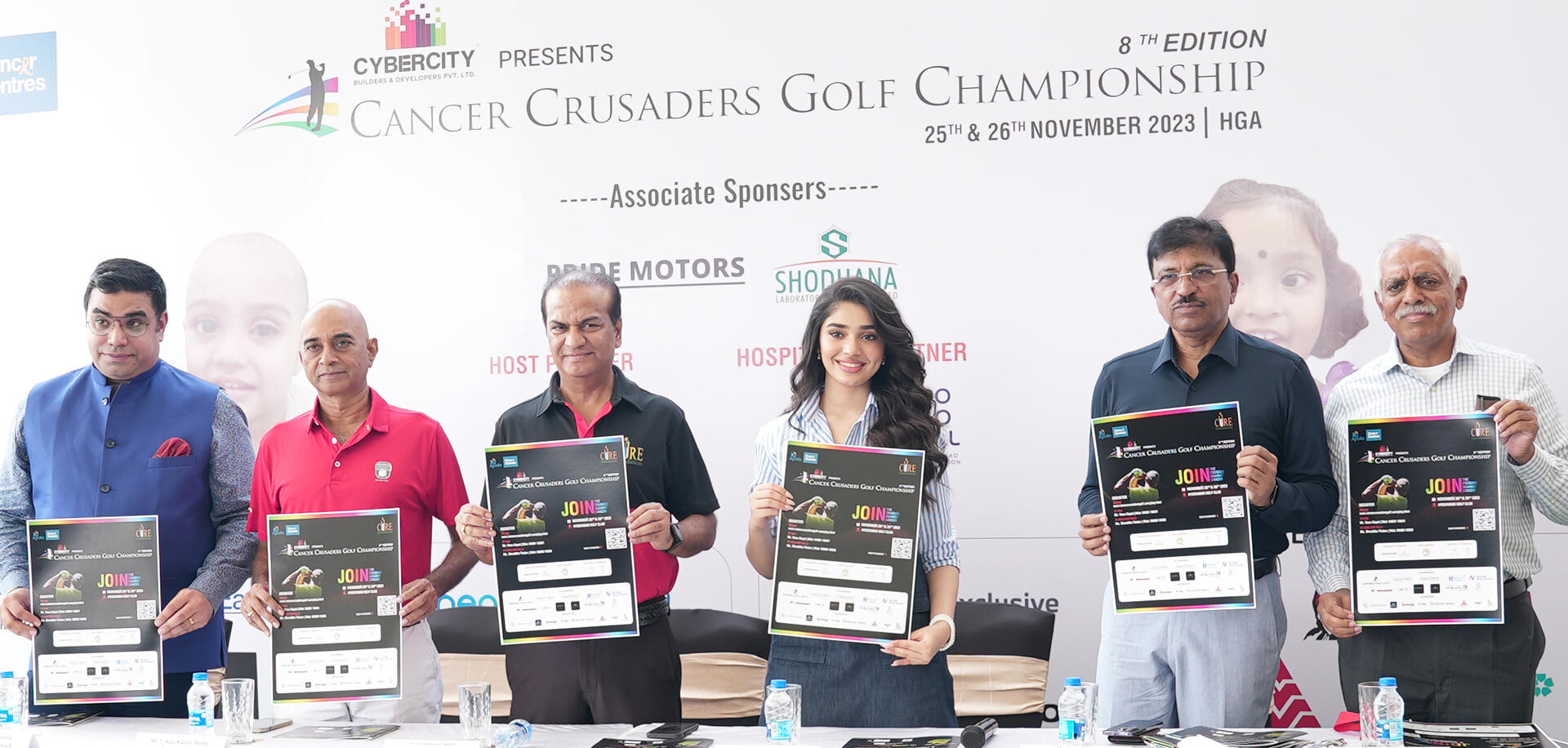 Tollywood Diva Krithi Shetty launches the Cybercity Cancer Crusaders Golf Championship by putting the golf ball, at HGA!