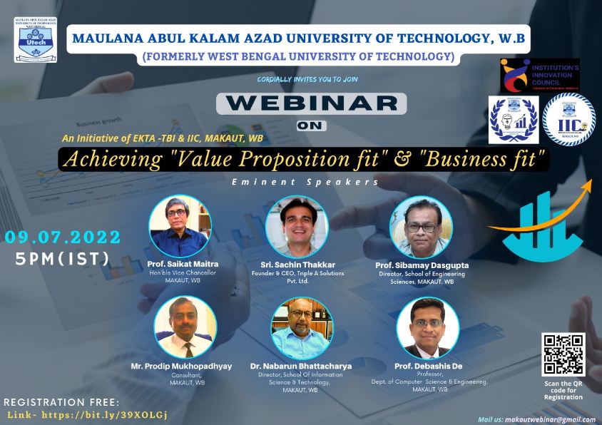 MAKAUT Organizing a Webinar on Achieving 'Value Proposition fit' & 'Business fit'
