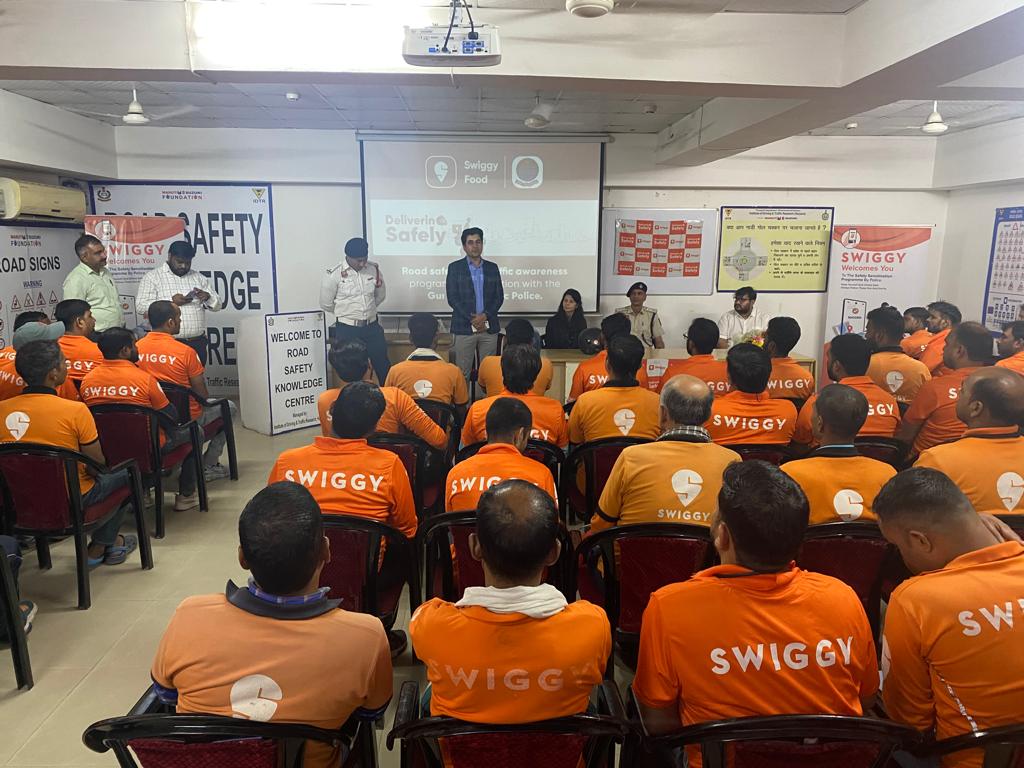 Delivering Safely: Swiggy Partners with Gurugram Traffic Police for Road Safety and Traffic Awareness Workshop