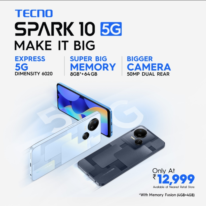 TECNO ‘Makes It Big’ with the launch of Spark 10 5G - First 5G phone from SPARK series at just INR 12999