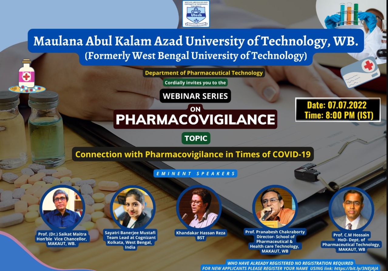 MAKAUT, WB is Going to Organize a Webinar on Connection with Pharmacovigilance in Times of COVID-19